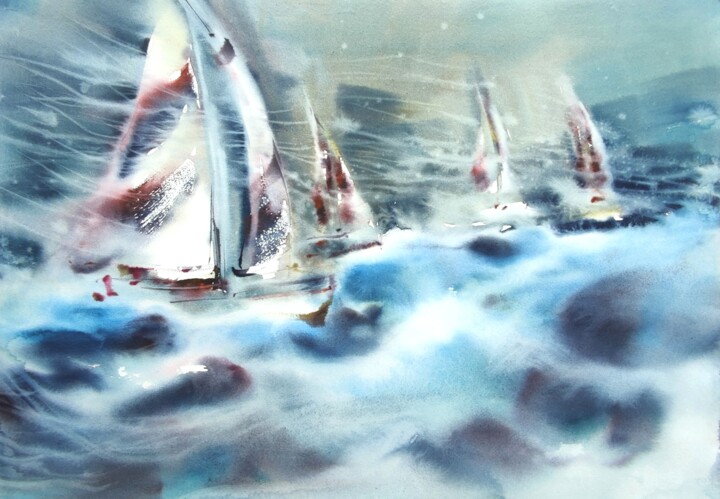 Regatta 绘画, 19.7x27.6 in