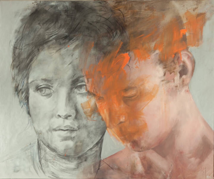 Pintura intitulada "Interazione" por Paolo Damiani, Obras de arte originais, Óleo Montado em Armação em madeira