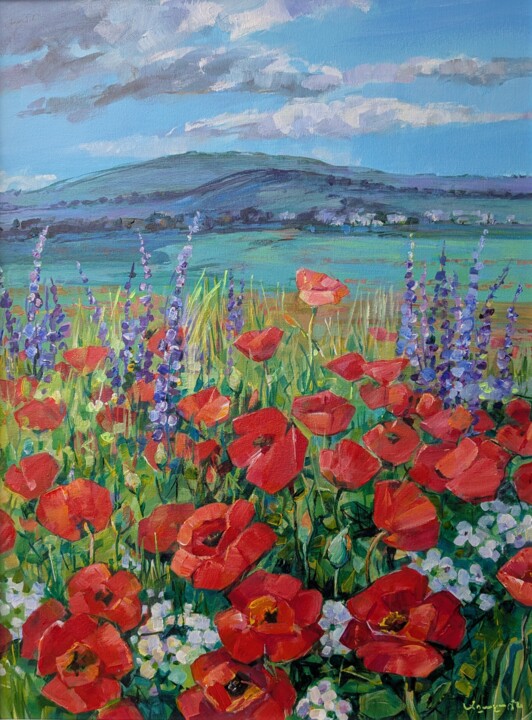 Painting titled "Poppies/2/" by Armen Ghazayran (Nem), Original Artwork, Acrylic