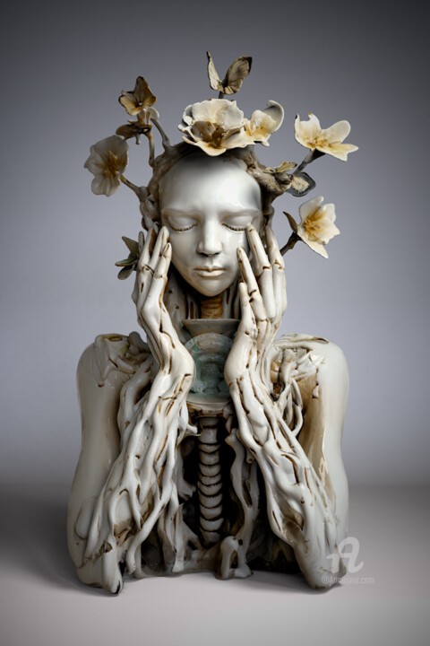 Spectral Orchid Guardian Sculpture, 12.6x7.1 in