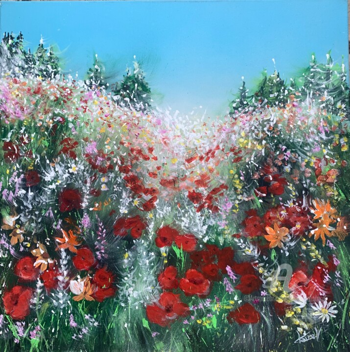 Une symphonie florale Schilderij, 19,7x19,7 in