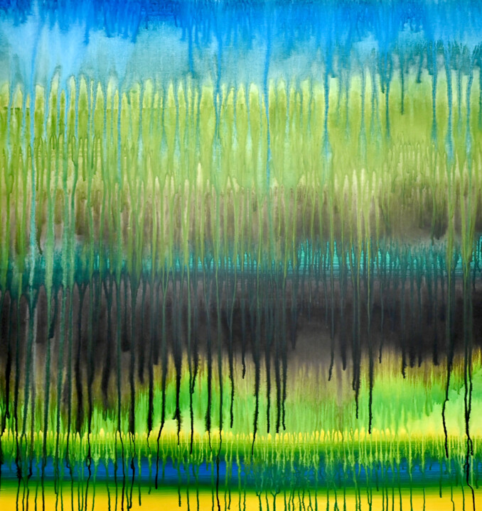 Malerei mit dem Titel "Forest drip" von Sumit Ratta, Original-Kunstwerk, Acryl