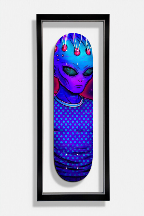 Sculpture titled "Skate purple light…" by Vincent Faudemer, Original Artwork, Wood Mounted on Wood Stretcher frame