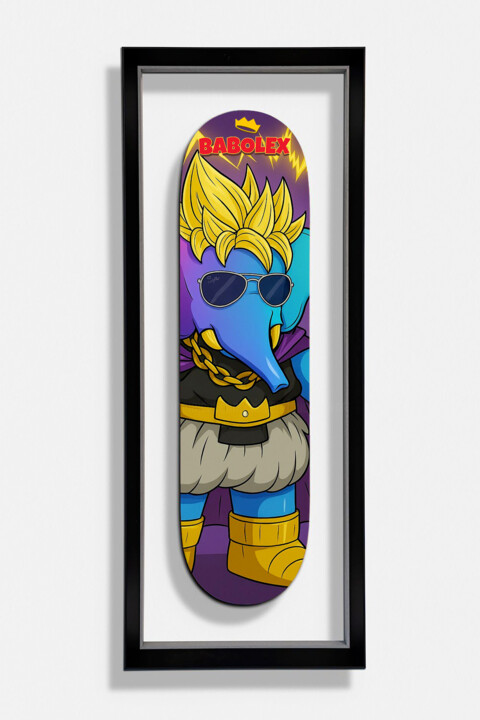 Sculpture titled "Skate babolex Majin…" by Vincent Faudemer, Original Artwork, Wood Mounted on Wood Stretcher frame