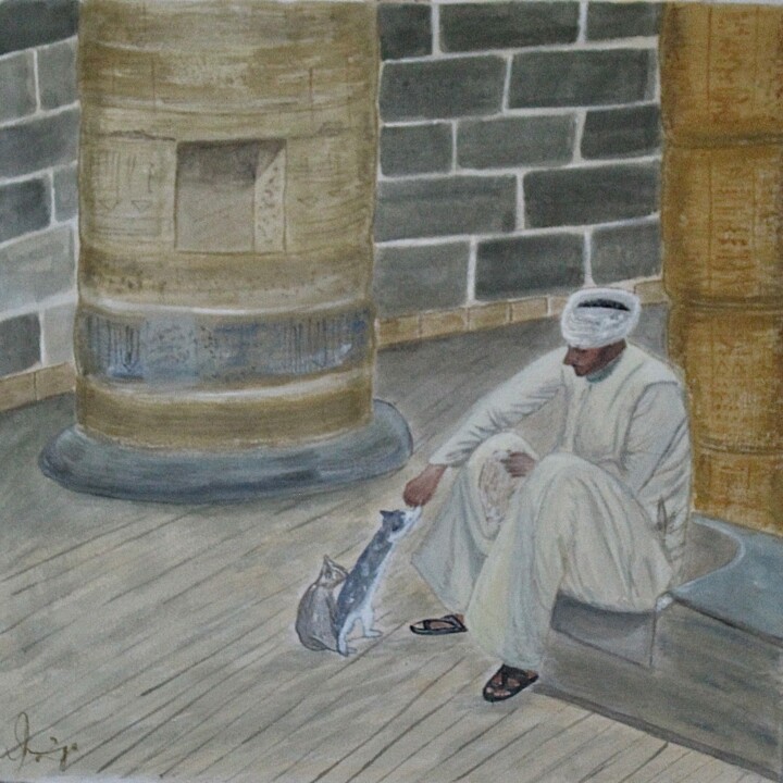 ‘ Mercy to the mute ‘ gouache on canvas 12x12 Schilderij, 12x12 in
