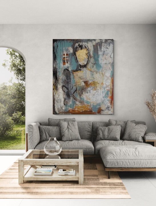 Painting titled "Love Unveiled" by Gazvaniart, Original Artwork, Acrylic Mounted on Wood Stretcher frame