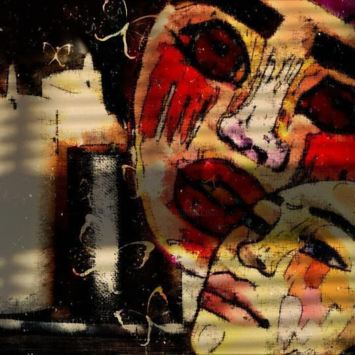 Le deuil Arte digitale, 13,8x13,8 in