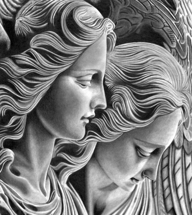 Dessin intitulée "Angels 2" par Paul Stowe, Œuvre d'art originale, Crayon