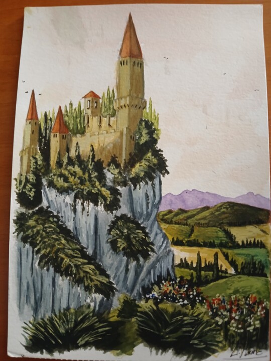 Painting titled "Serie Castillos 6" by Alejandro Marchante, Original Artwork, Watercolor