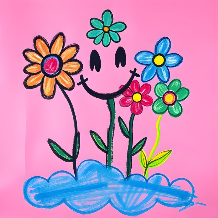 Floral Funnies Printmaking, 39.4x39.4 in