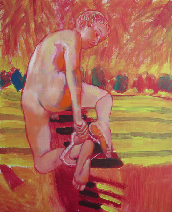 Ζωγραφική με τίτλο "UNTRAPPED XXVII" από Adalberto Miguez, Αυθεντικά έργα τέχνης, Λάδι Τοποθετήθηκε στο Ξύλινο φορείο σκελετό