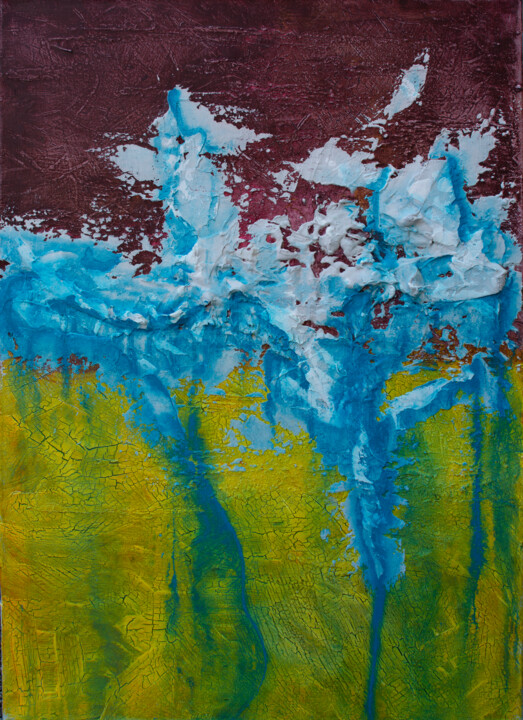 Schilderij getiteld "Magnetar" door Iliana Ovtcharova, Origineel Kunstwerk, Acryl Gemonteerd op Frame voor houten brancard