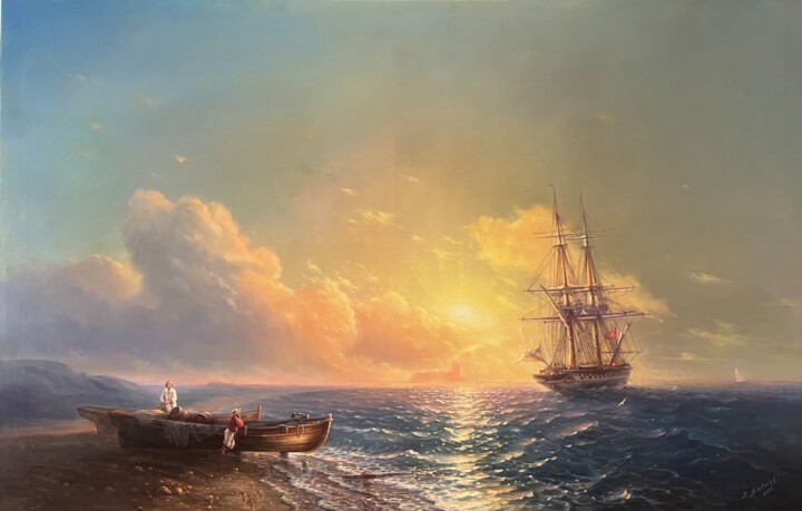 Fishermen by the Sea Schilderij, 39,4x61 in