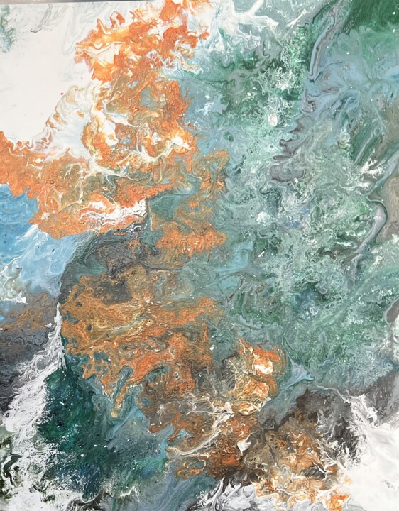绘画 标题为“Celestial Bloom” 由Ilsy Khaff, 原创艺术品, 丙烯 安装在木质担架架上