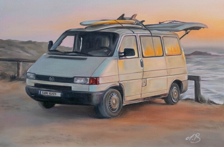 绘画 标题为“"Vanlife"” 由Agathe Bazin, 原创艺术品, 油 安装在木质担架架上