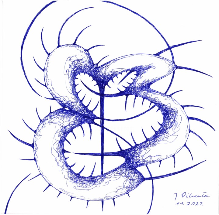 Dibujo titulada "Fatum" por Andrzej Pikuła, Obra de arte original, Bolígrafo