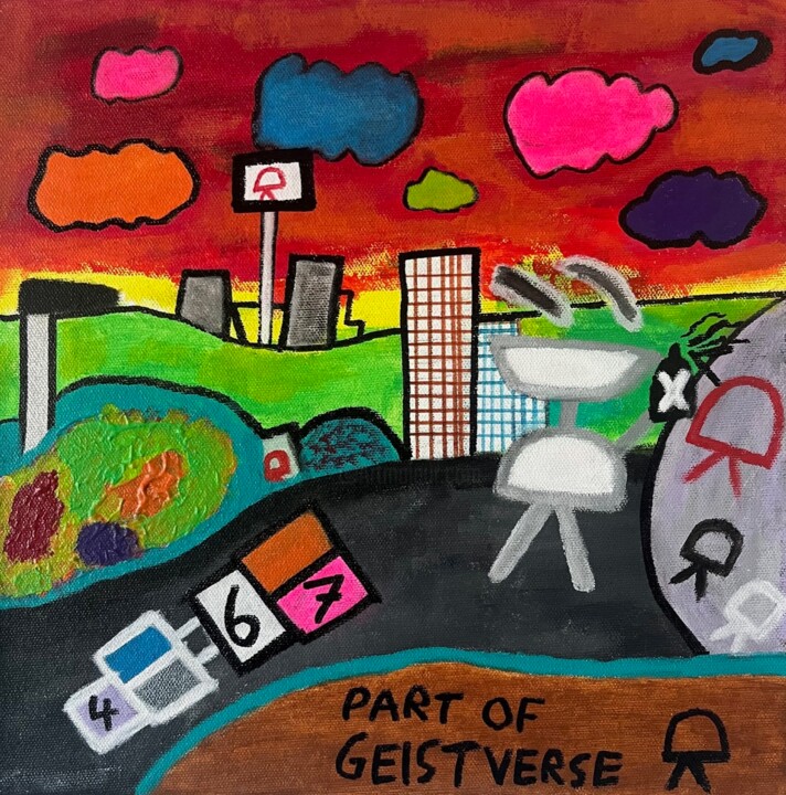 Painting titled "Part of Geistverse" by Carri Konttinen, Original Artwork, Acrylic