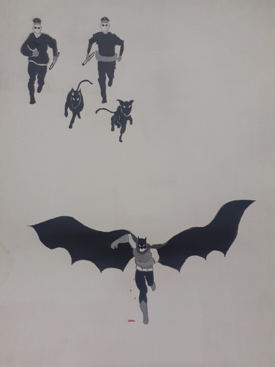 Tekening getiteld "badman" door Jacky Chewkor, Origineel Kunstwerk, Acryl Gemonteerd op Karton