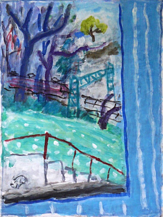 Peinture intitulée "The view from a win…" par Terushige Matsumoto, Œuvre d'art originale, Acrylique