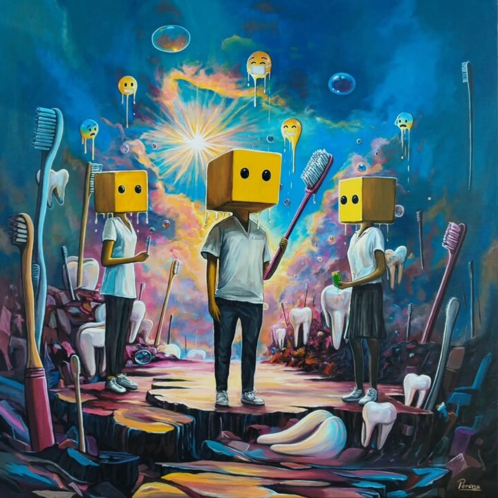 "L'odyssée Interdentaire" 绘画, 35.4x35.4 in