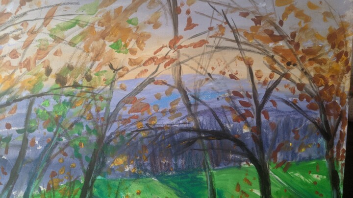 Painting titled "Autumn." by Kathryn Burnham, Original Artwork, Acrylic