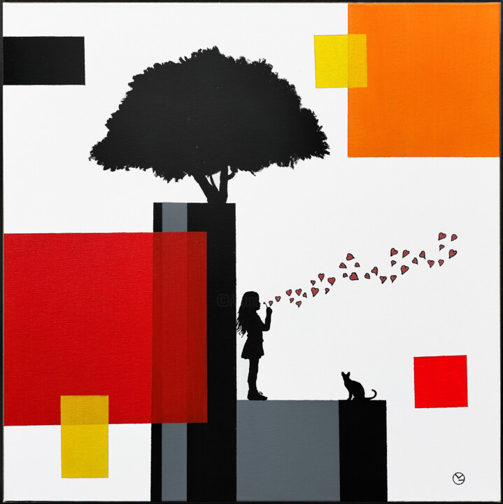 Malerei mit dem Titel "Cuoricini" von Gio Mondelli, Original-Kunstwerk, Acryl