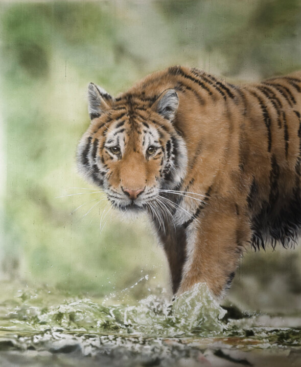 Painting titled "Silent Strength – S…" by Olga Belova, Original Artwork, Fabric