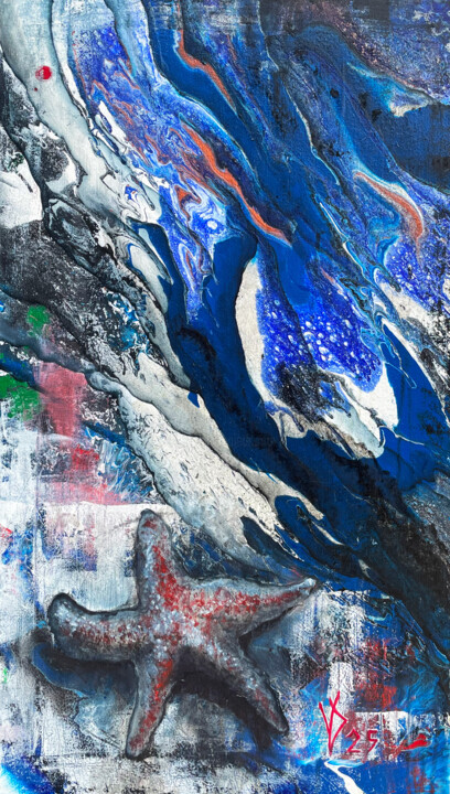 Painting titled "Stream" by Viktoria Dragon, Original Artwork, Acrylic Mounted on Wood Stretcher frame