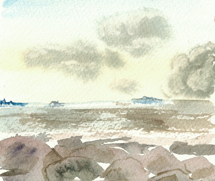 제목이 "By the sea, autumn"인 미술작품 Anna C로, 원작, 수채화