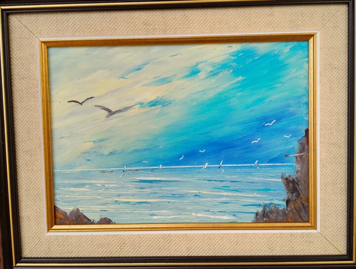 Морска синева (Whispers of the Sea) 绘画, 7.1x5.1 in
