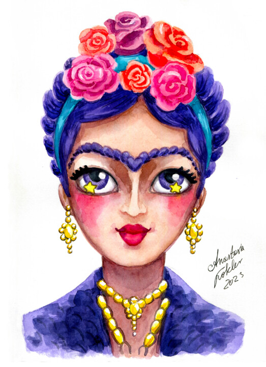 Print Enchanted Frida – Commercial Use Watercolour Art 绘画, 11.7x8.3 in