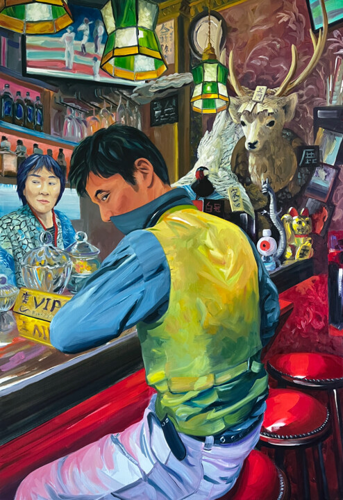 Malerei mit dem Titel "Carré VIP" von Aurélie Quentin, Original-Kunstwerk, Öl Auf Keilrahmen aus Holz montiert