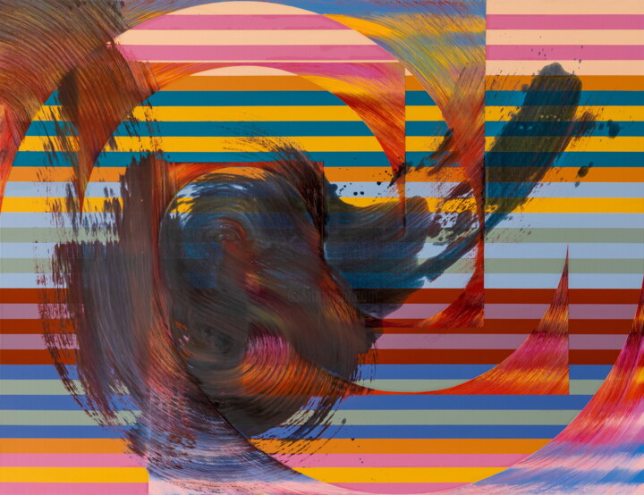 Schilderij getiteld "Noigandres" door Markus Honerla, Origineel Kunstwerk, Olie Gemonteerd op Frame voor houten brancard