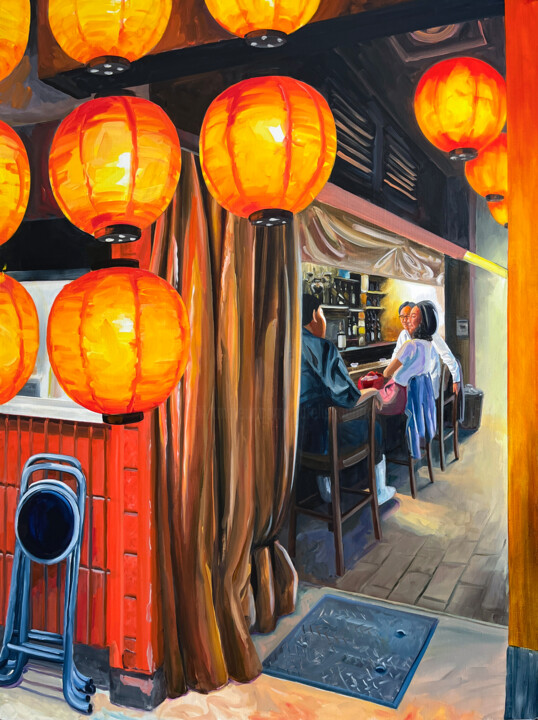 Malerei mit dem Titel "Ruelle secrète" von Aurélie Quentin, Original-Kunstwerk, Öl Auf Keilrahmen aus Holz montiert