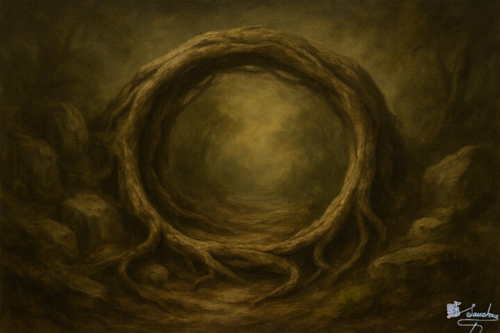 Umbral Arcaico de las Raíces 绘画, 35.4x55.1 in
