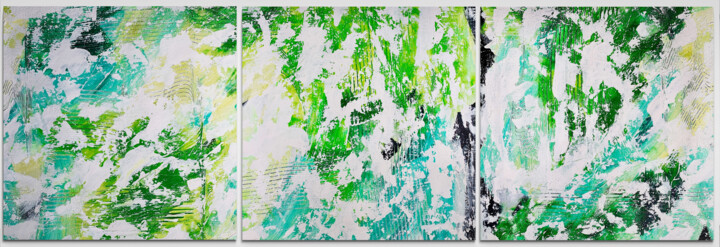 Schilderij getiteld "Green abstract no.…" door Anita Kaufmann, Origineel Kunstwerk, Acryl