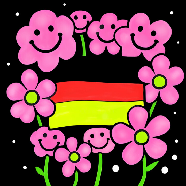 Stars, Smileys, and Blumen Glow Printmaking, 39.4x39.4 in