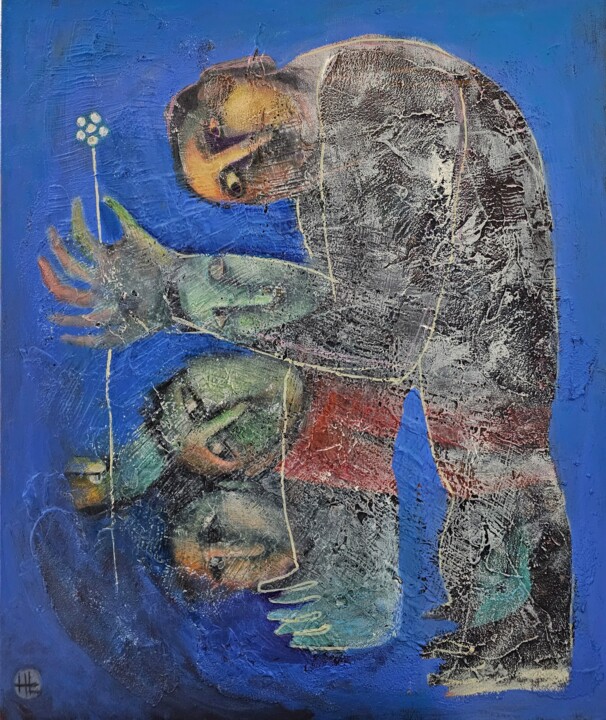 Schilderij getiteld "All My Selves" door Liana Asatryan, Origineel Kunstwerk, Acryl Gemonteerd op Frame voor houten brancard