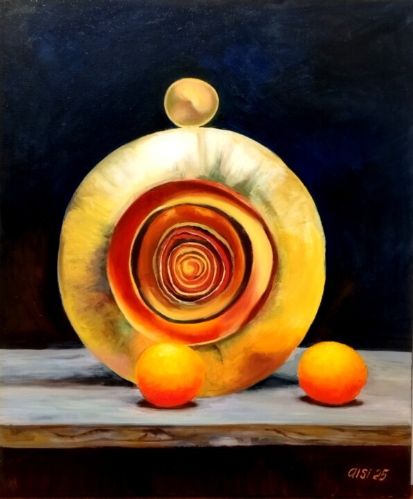 Circle of Perfection: Abstract Still Life. Energy of Form an 绘画, 23.6x19.7 in