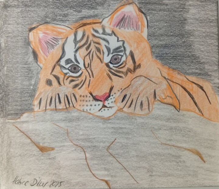 Tiger #10 绘画, 6.5x7.7 in
