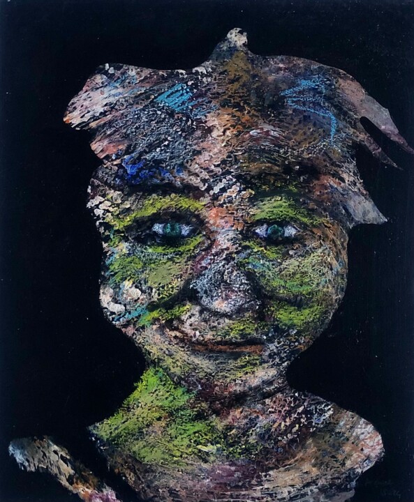 Gülmemek İçin Kendini Zor Tutuyor 绘画, 16.9x13.8 in
