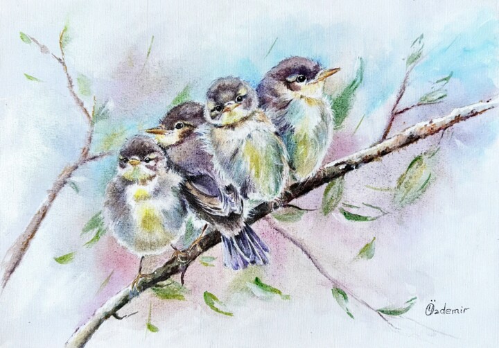 "Spring birds" başlıklı Tablo Yuliya Ozdemir tarafından, Orijinal sanat, Akrilik Karton üzerine monte edilmiş