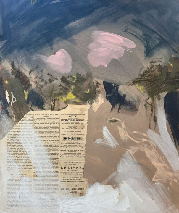Painting titled "Série PLAGE n°3" by Marie Renaud, Original Artwork, Acrylic Mounted on Wood Stretcher frame