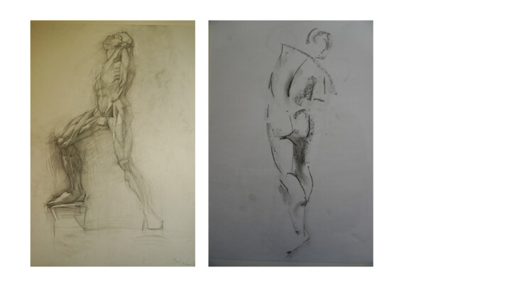 My drawings of plaster sculptures and living models.