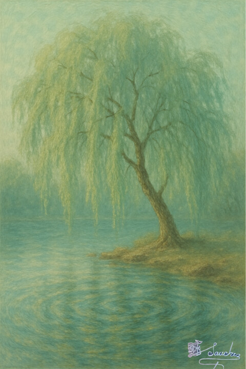 Susurros del Sauce Pittura, 33,5x22,8 in