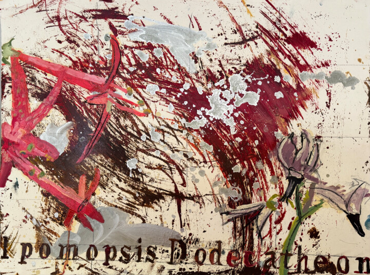 「Red Wild Flowers」というタイトルの絵画 Darren Jekelによって, オリジナルのアートワーク, オイル