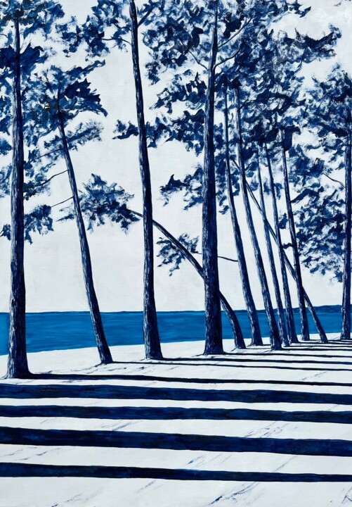 Painting titled "Avenue du Cap Coz #3" by Frédéric Cadiou, Original Artwork, Acrylic Mounted on Wood Stretcher frame