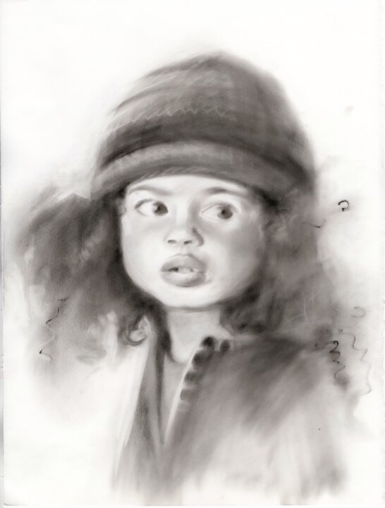 The portrait of girl. 绘画, 15.8x11.8 in