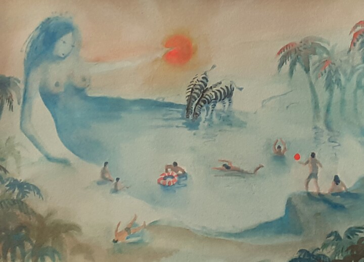 Painting titled "oasi femminile" by Francesca Sacconi, Original Artwork, Watercolor