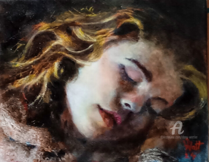 Enfant qui dort Schilderij, 9,5x11,8 in